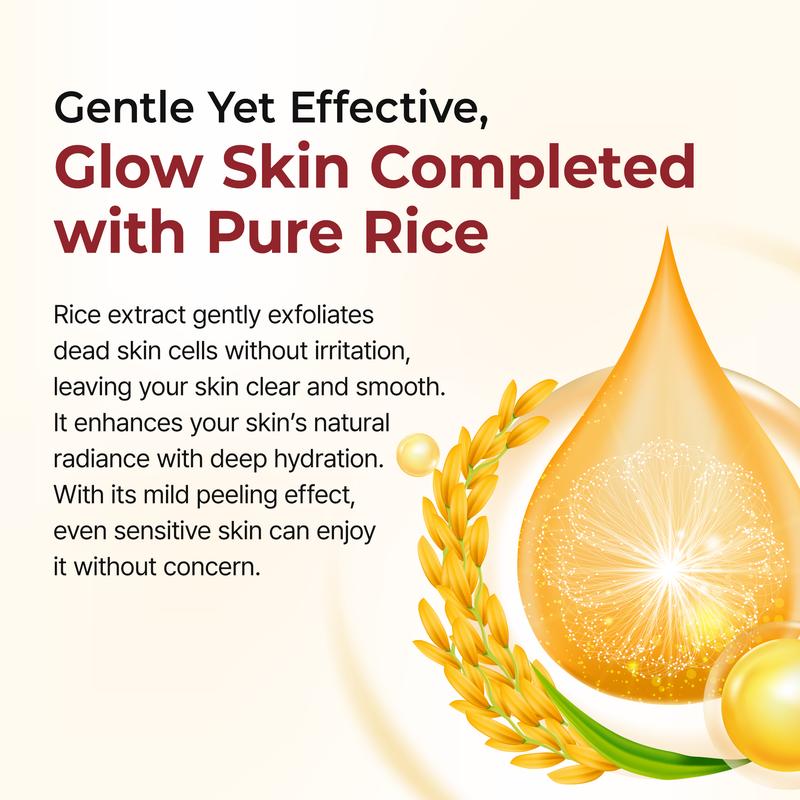 Glow Rice Ampoule Duo - Serums for Brightening, Exfoliating, and Moisturizing - Suitable for All Skin Types